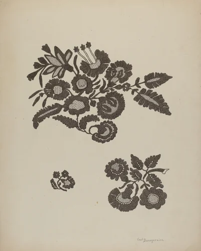Embroidered Flower Motif by Carl Buergerniss, index of american design, 1941