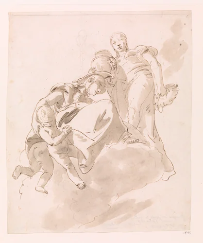 Two Allegorical Figures for a Ceiling by Giovanni Battista Tiepolo, drawing, 1734