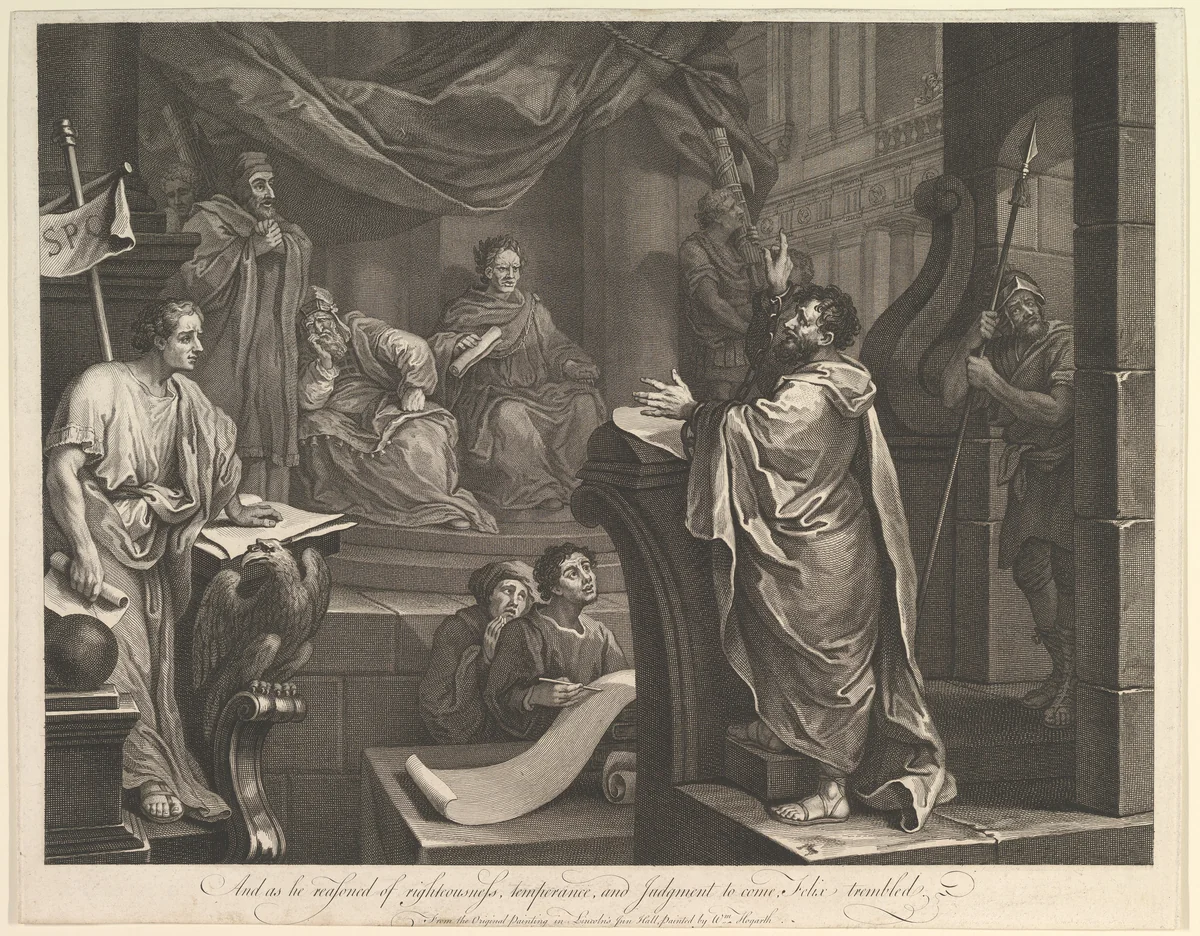 Paul Before Felix by Luke Sullivan, print, 1752