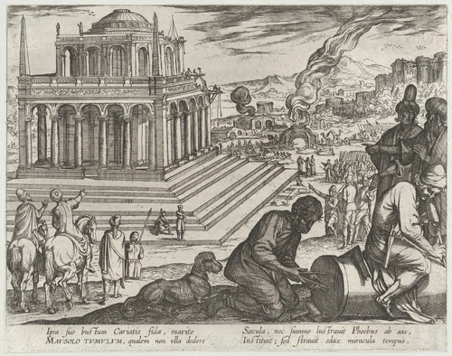 Plate 5: The Tomb of Mausolus, from "The Seven Wonders of the World" by Antonio Tempesta, print, 1608