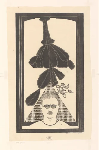 Zelfportret met cactus by Samuel Jessurun de Mesquita, print, 1926-1929