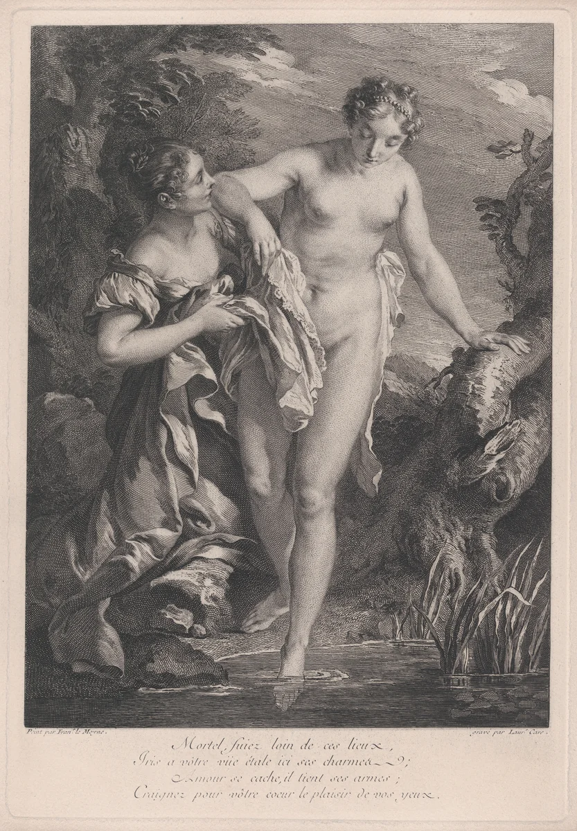 Iris at the Bath by Laurent Cars, print, 1731