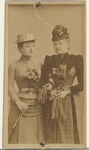[Two actresses holding gloves], from the Actors and Actresses series (N145-8) issued by Duke Sons & Co. to promote Duke Cigarettes by W. Duke, Sons & Co., photograph, 1890-1895