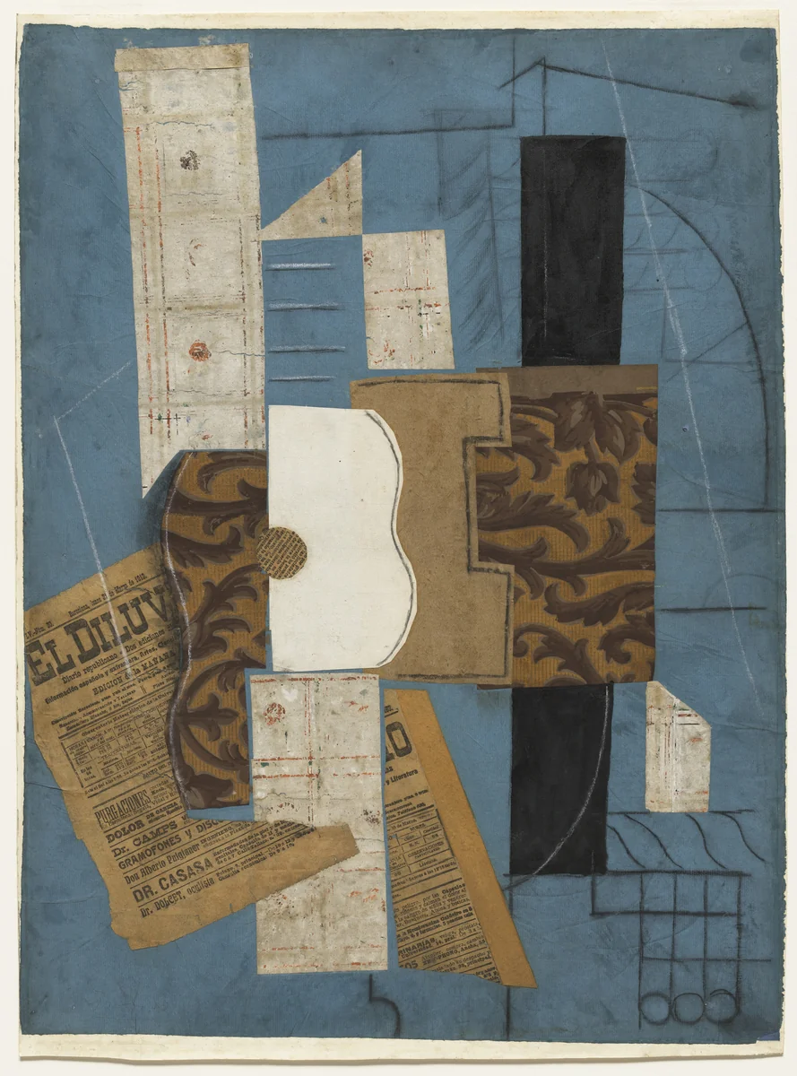 Guitar by Pablo Picasso, drawing, 1913