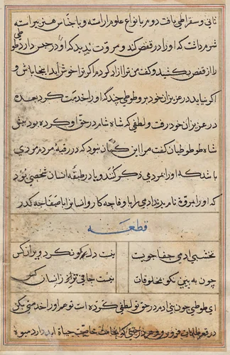 Page from Tales of a Parrot (Tuti-nama): text page by Unknown, painting, 1555-1565