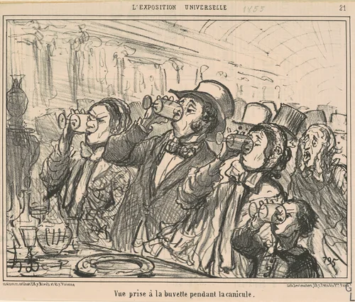 Vue prise a la buvette pendant la canicule by Honoré Daumier, print, 1855