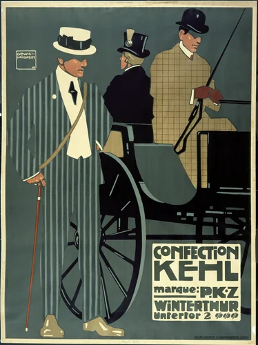 Confection Kehl, Marque: PKZ, Winterthur Untertor 2 by Ludwig Hohlwein, design, 1908