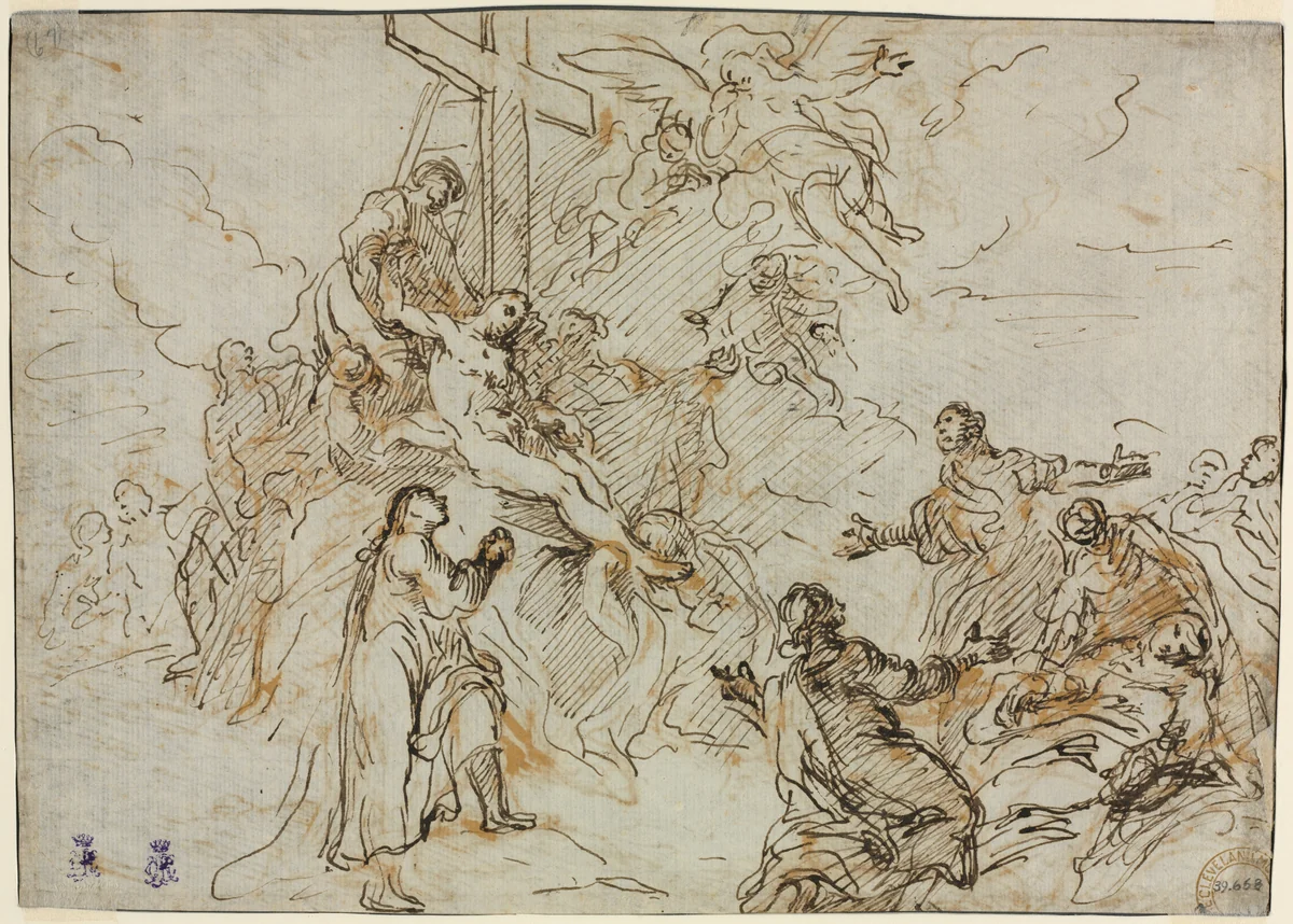 The Deposition (verso) by Christian Wink, drawing, 1738-1797