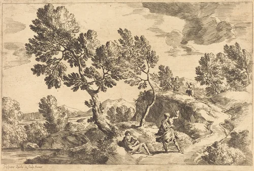 Roman Landscape by Gaspard Dughet, print, 1615-1675