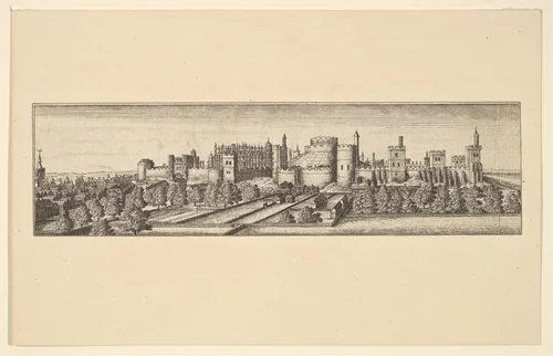 The South Side of Windsor Castle [copy] by Wenceslaus Hollar, print, 1666-1700