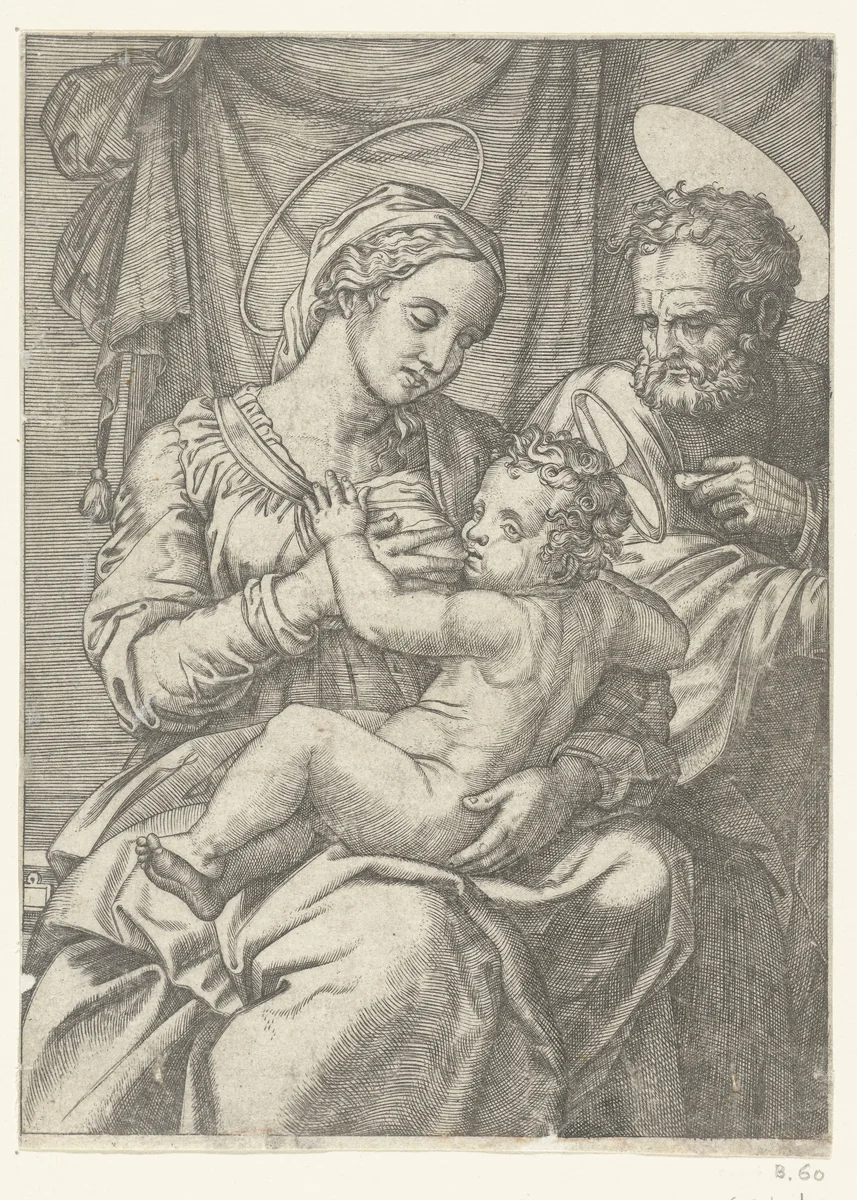 Heilige Familie by Marcantonio Raimondi, print, 1500-1530