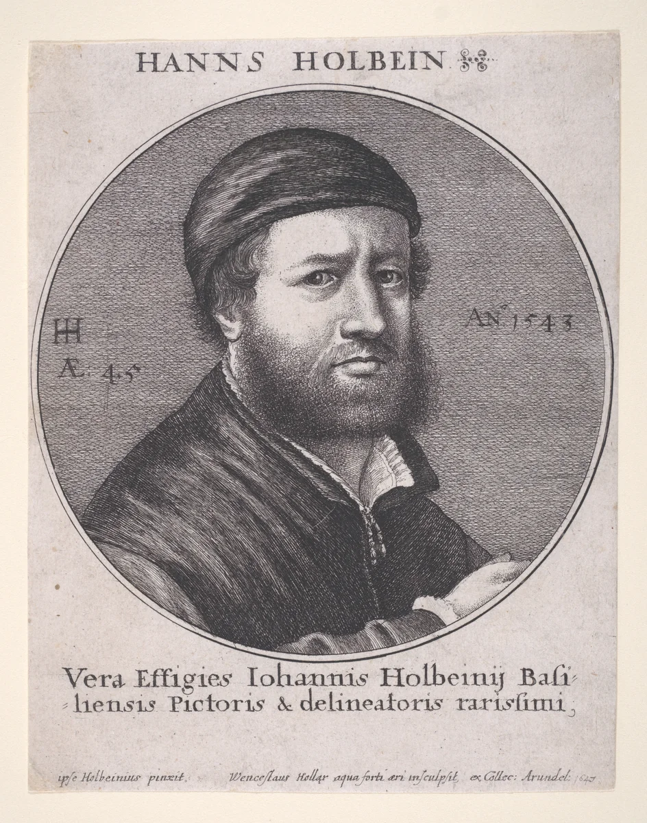 Portrait of Hans Holbein by Wenceslaus Hollar, print, 1647