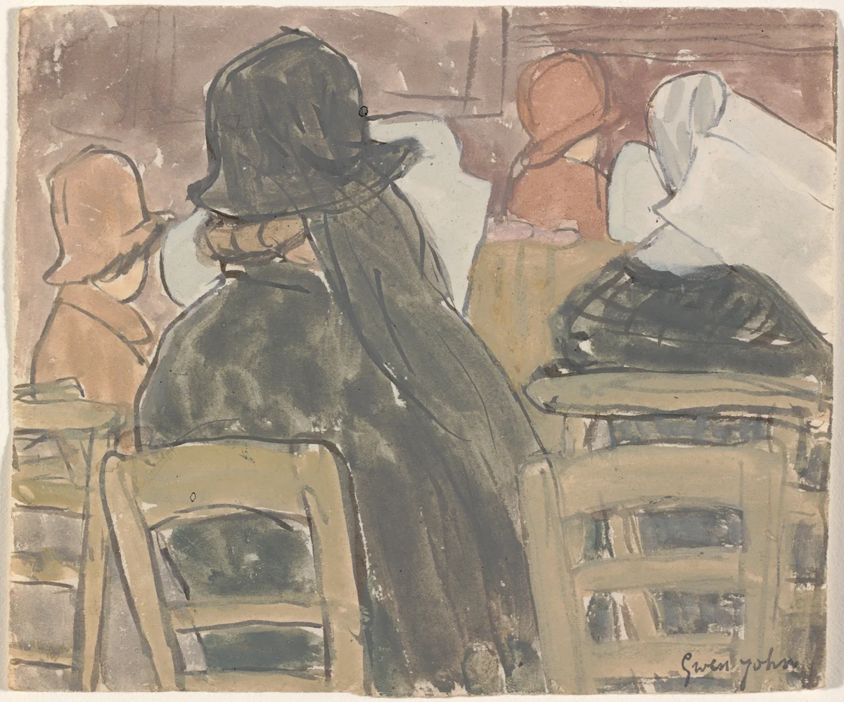 Women and Nuns Seated in Church by Gwen John, drawing, 1876-1939