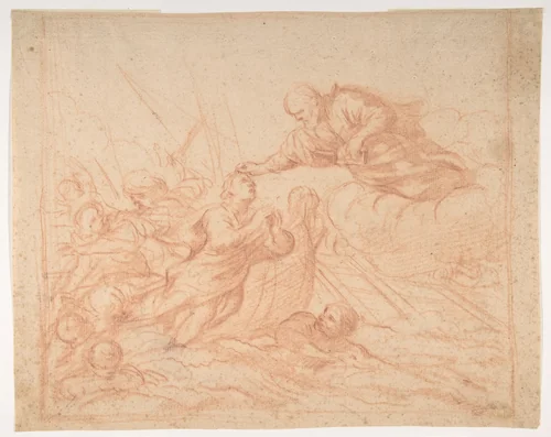 Christ Stilling the Tempest ? by Paolo de Matteis, drawing, 1662-1728