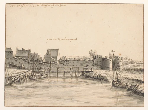 View of the Waterpoort, Bergen op Zoom by Barend Klotz, drawing, 1671