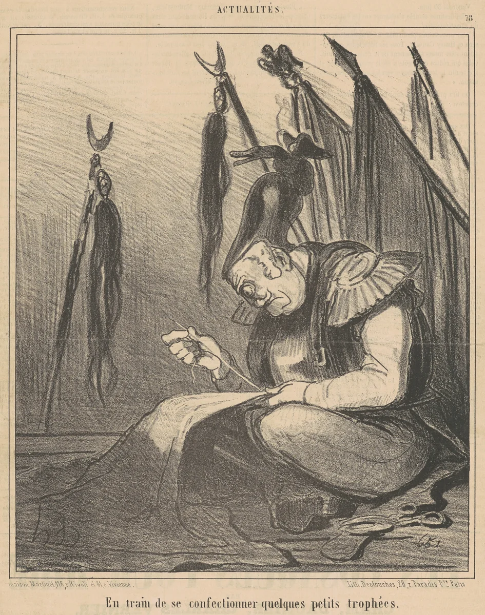 En train de ...confectionner quelques by Honoré Daumier, print, 1854