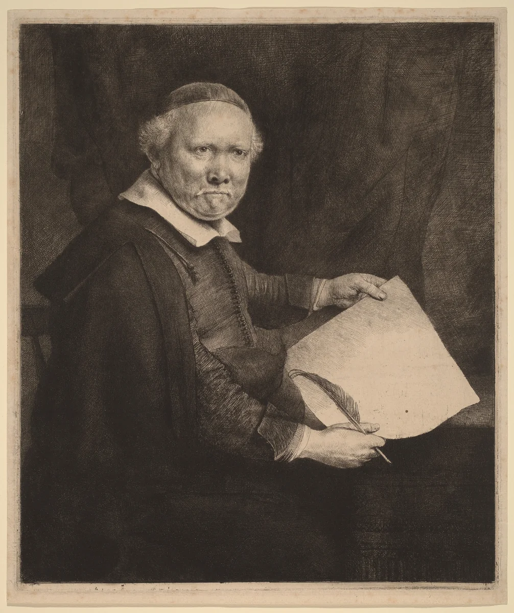Lieven Willemsz van Coppenol: the Larger Plate by Rembrandt van Rijn, print, 1658