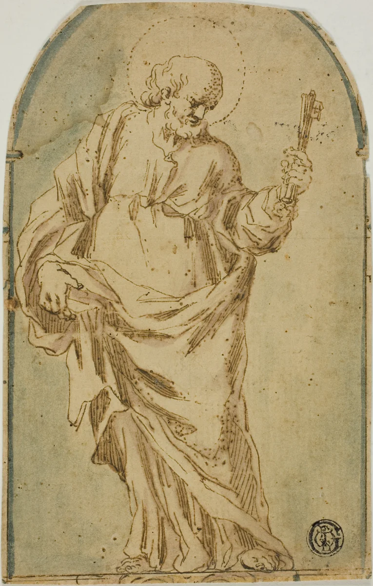 Saint Peter by Pietro Novelli, drawing, 1623-1760