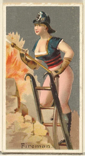 Fireman, from the Occupations for Women series (N166) for Old Judge and Dogs Head Cigarettes by Goodwin & Company, print, 1887