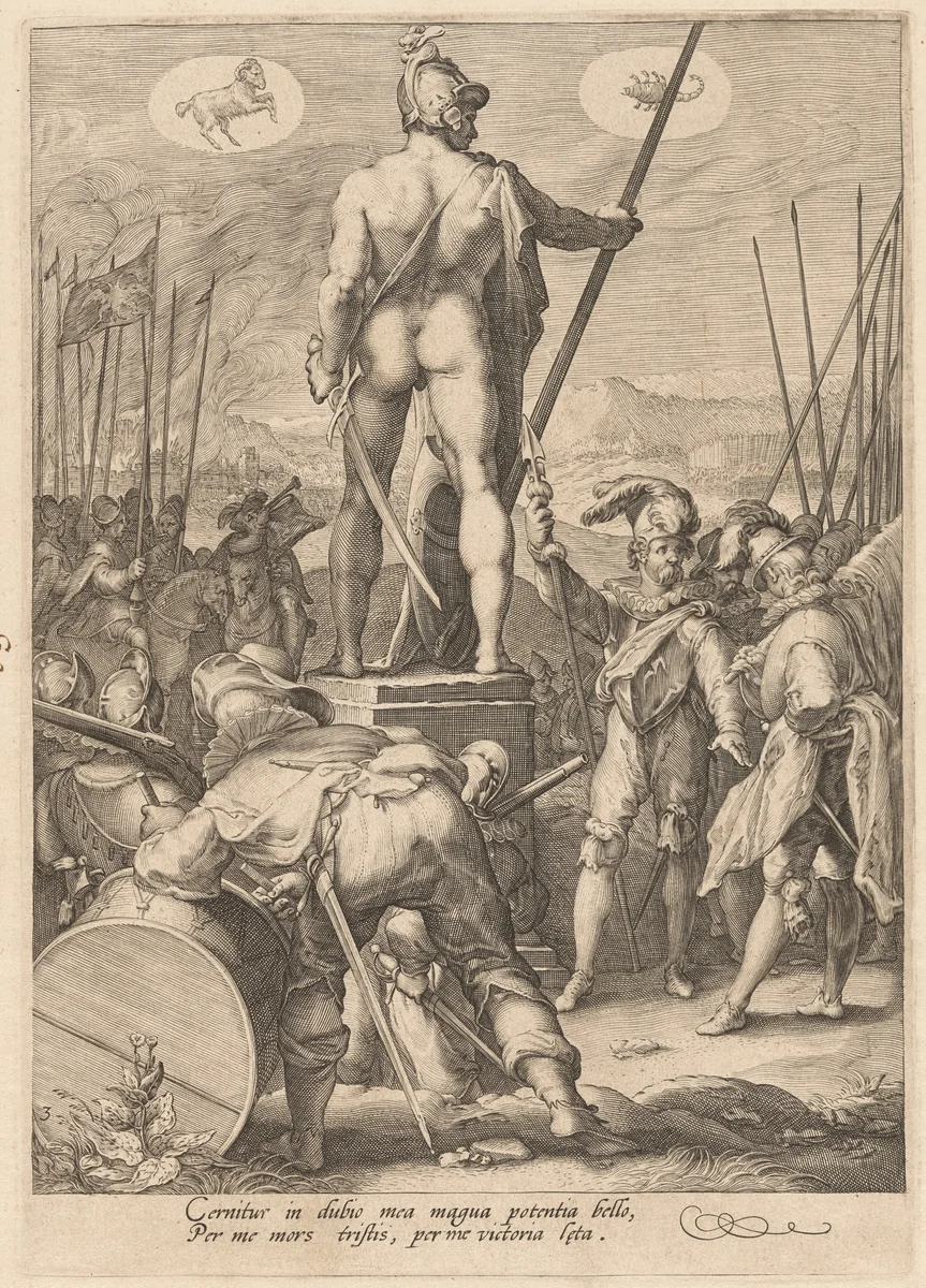 Mars Presiding Over the Arts of War by Jan Pietersz Saenredam; Hendrick Goltzius, print, 1596