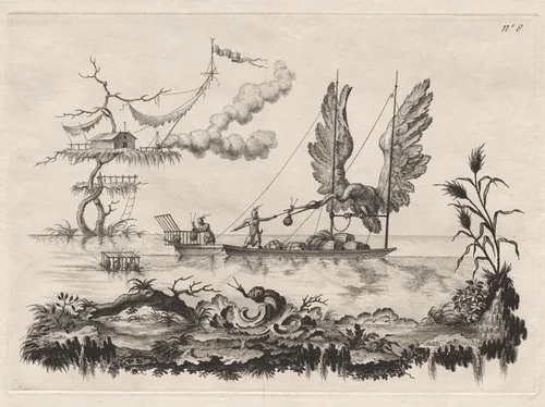 A Boat That Has for Sails the Wings of a Huge Bird by Filippo Morghen, print, 1764-1774