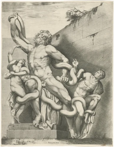 Beeldhouwwerk de Laocoöngroep by Unknown, print, 1581