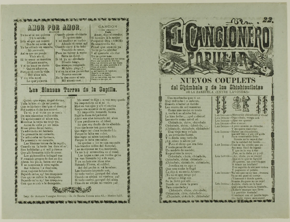 El cancionero popular, no. 22 (The Popular Songbook, No. 22) by Unknown Artist, print, 1800-1899