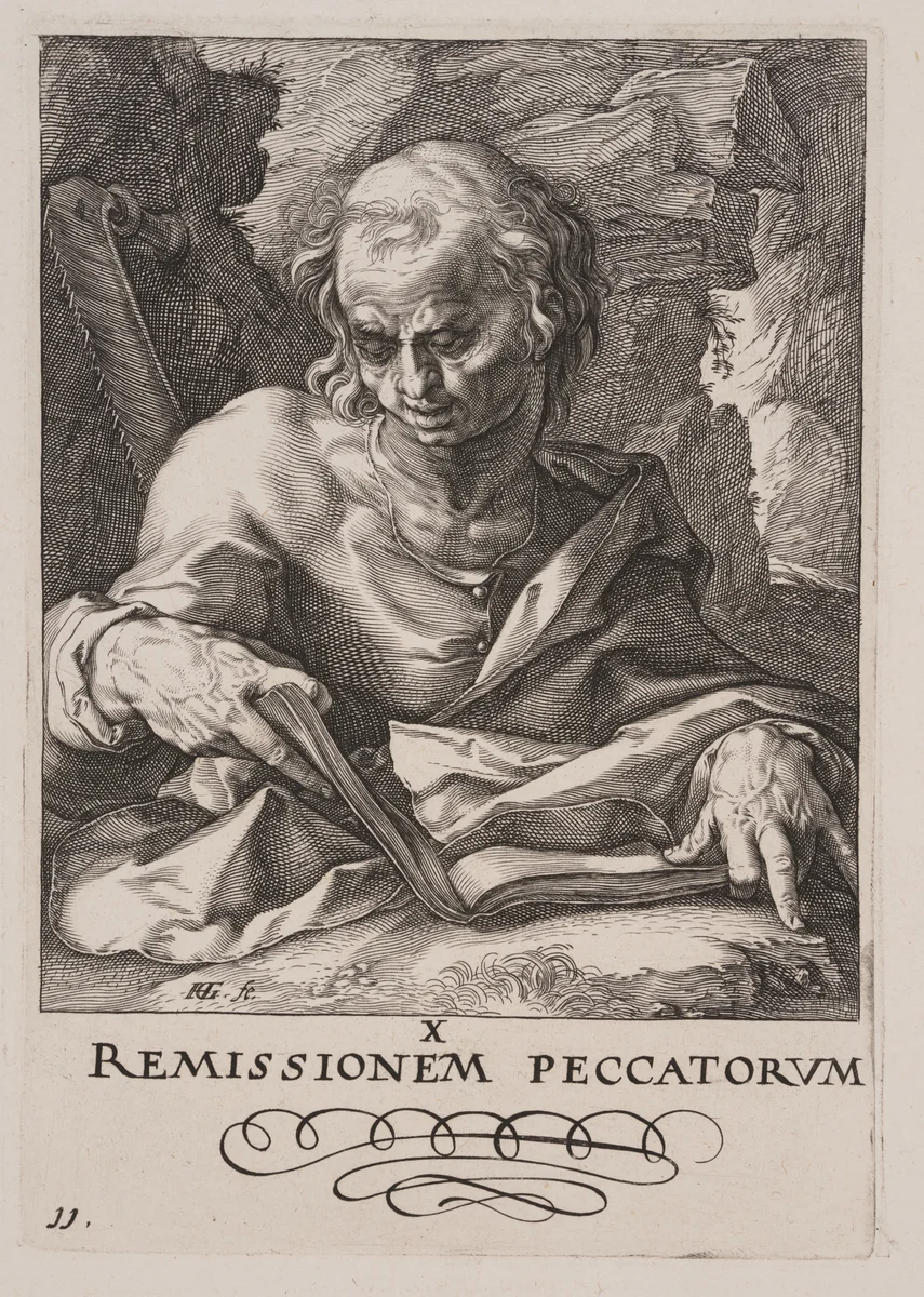 St Simon, from Christ, the Apostles and St Paul with the Creed by Hendrick Goltzius, print, 1589