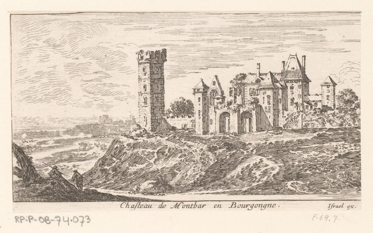 Gezicht op het kasteel van Montbard by Israël Silvestre, print, 1650