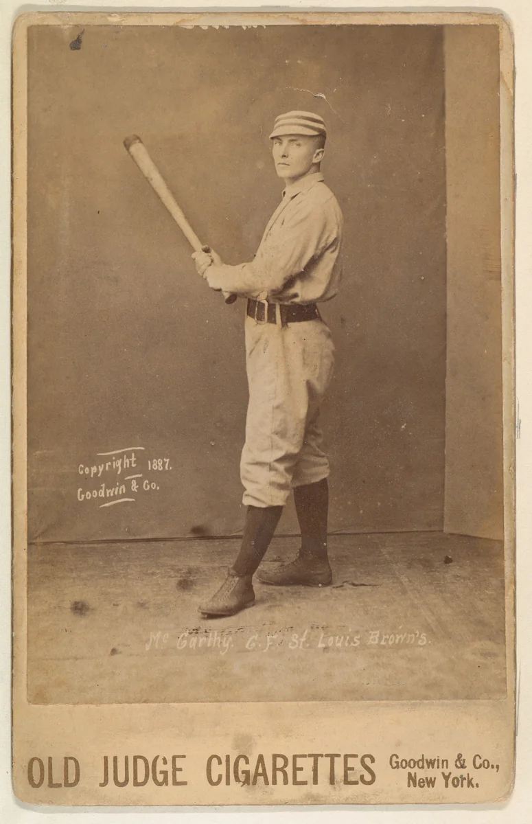 McCarthy, Center Field, St. Louis Browns, from the series Old Judge Cigarettes by Goodwin & Company, photograph, 1887