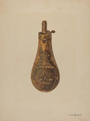 Powder Flask by Michael Dadante, index of american design, 1936