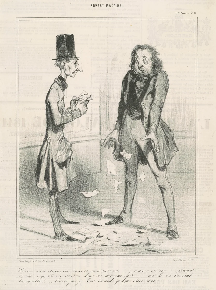 Encore mes créanciers, toujours ... by Honoré Daumier, print, 1841