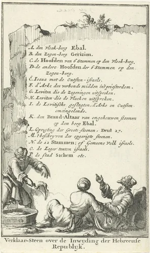 Stenen tablet met de voorschriften van Mozes by Jan Luyken, print, 1683