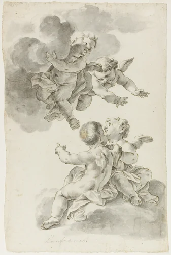 Four Putti by Giovanni Battista Gaulli, drawing, 1602-1800