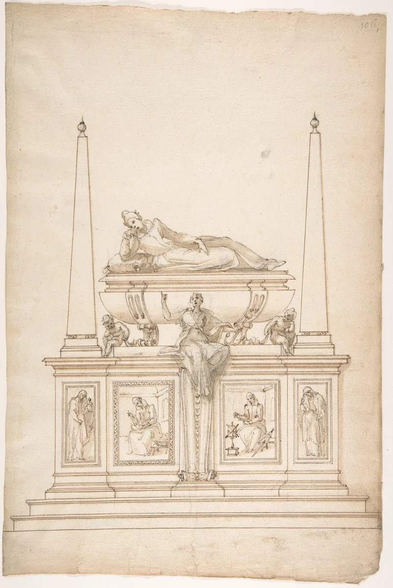 Design for a Lady's Tomb by anonymous, drawing, 1500-1599