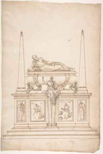 Design for a Lady's Tomb by anonymous, drawing, 1500-1599