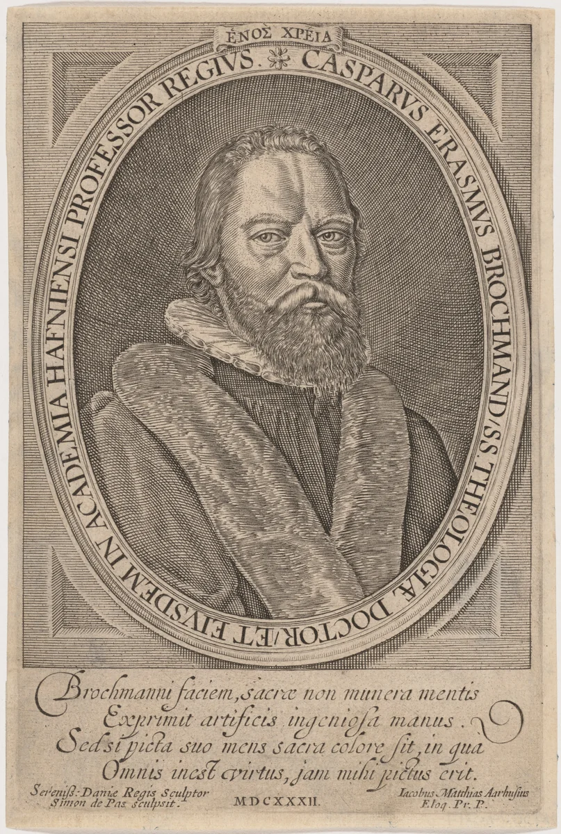 Jesper Rasmussen Brochmand by Simon van de Passe, print, 1632