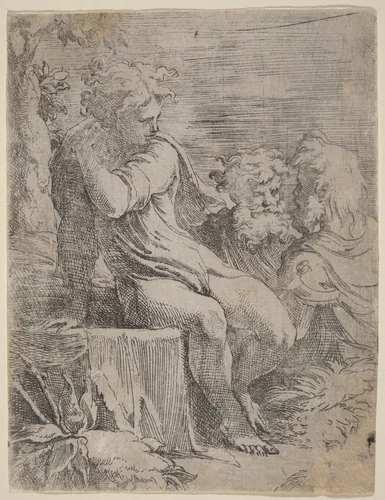 The Boy and Two Old Men by Parmigianino, print, 1503-1540