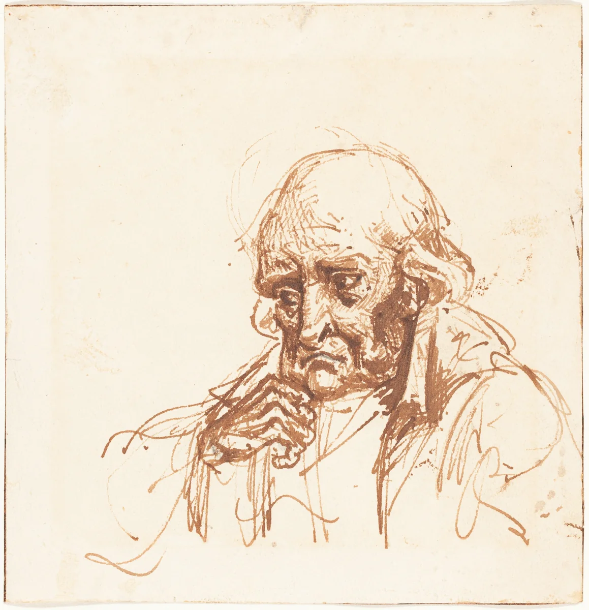 Head of an Old Man by British 19th Century, drawing, 1800-1899