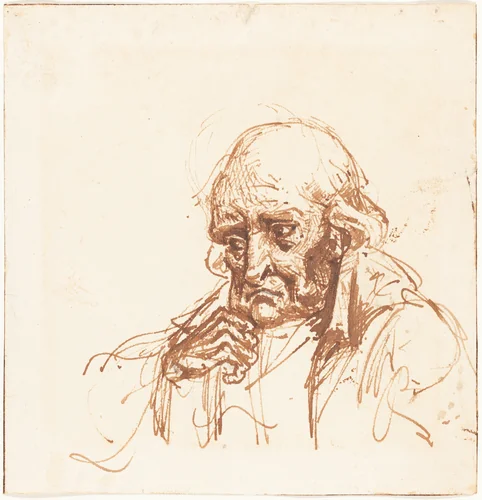 Head of an Old Man by British 19th Century, drawing, 1800-1899