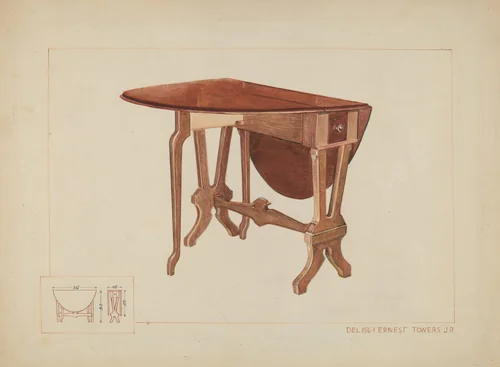 Table by Ernest A. Towers, Jr., index of american design, 1937