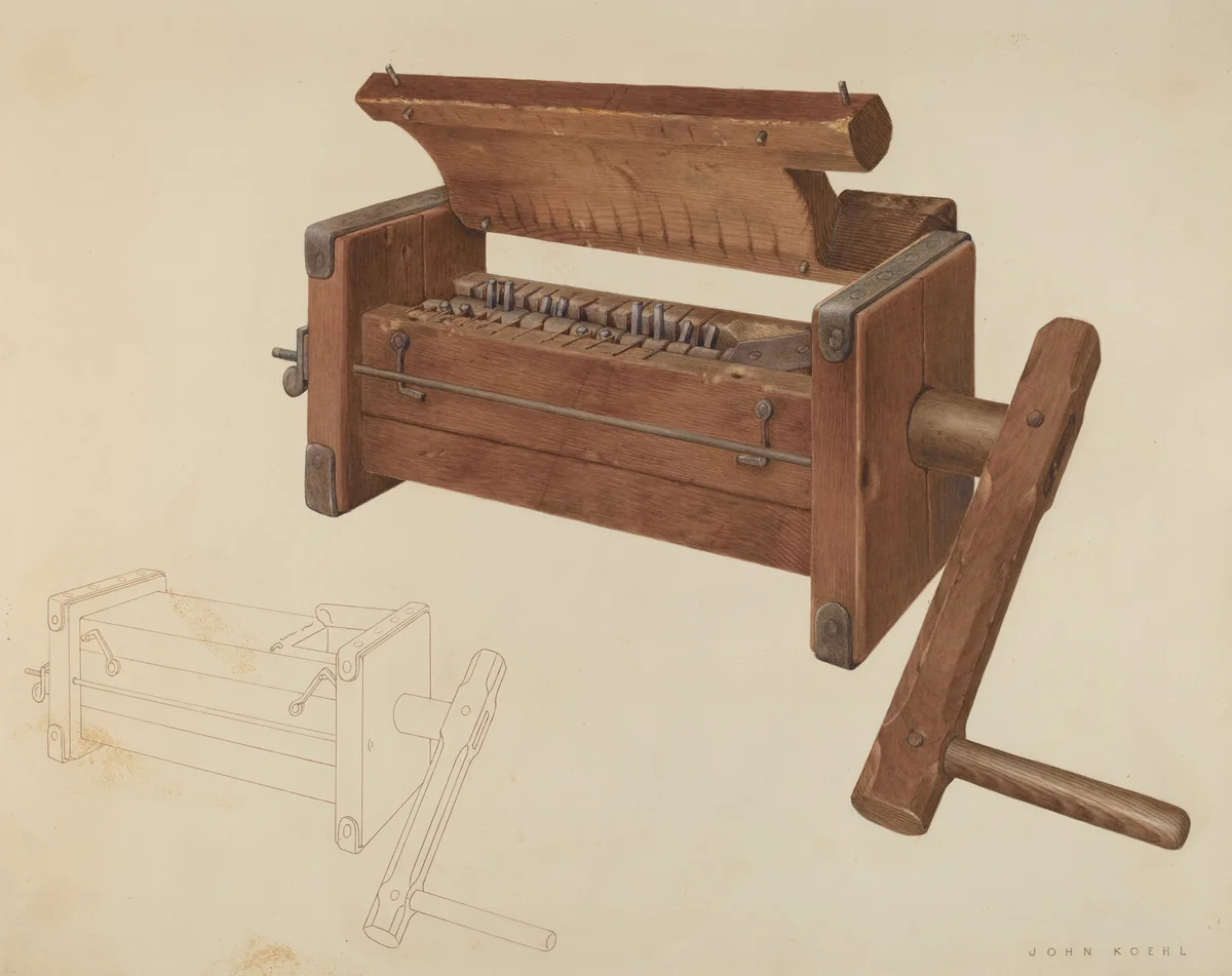 Sausage Grinder by John Koehl, index of american design, 1938