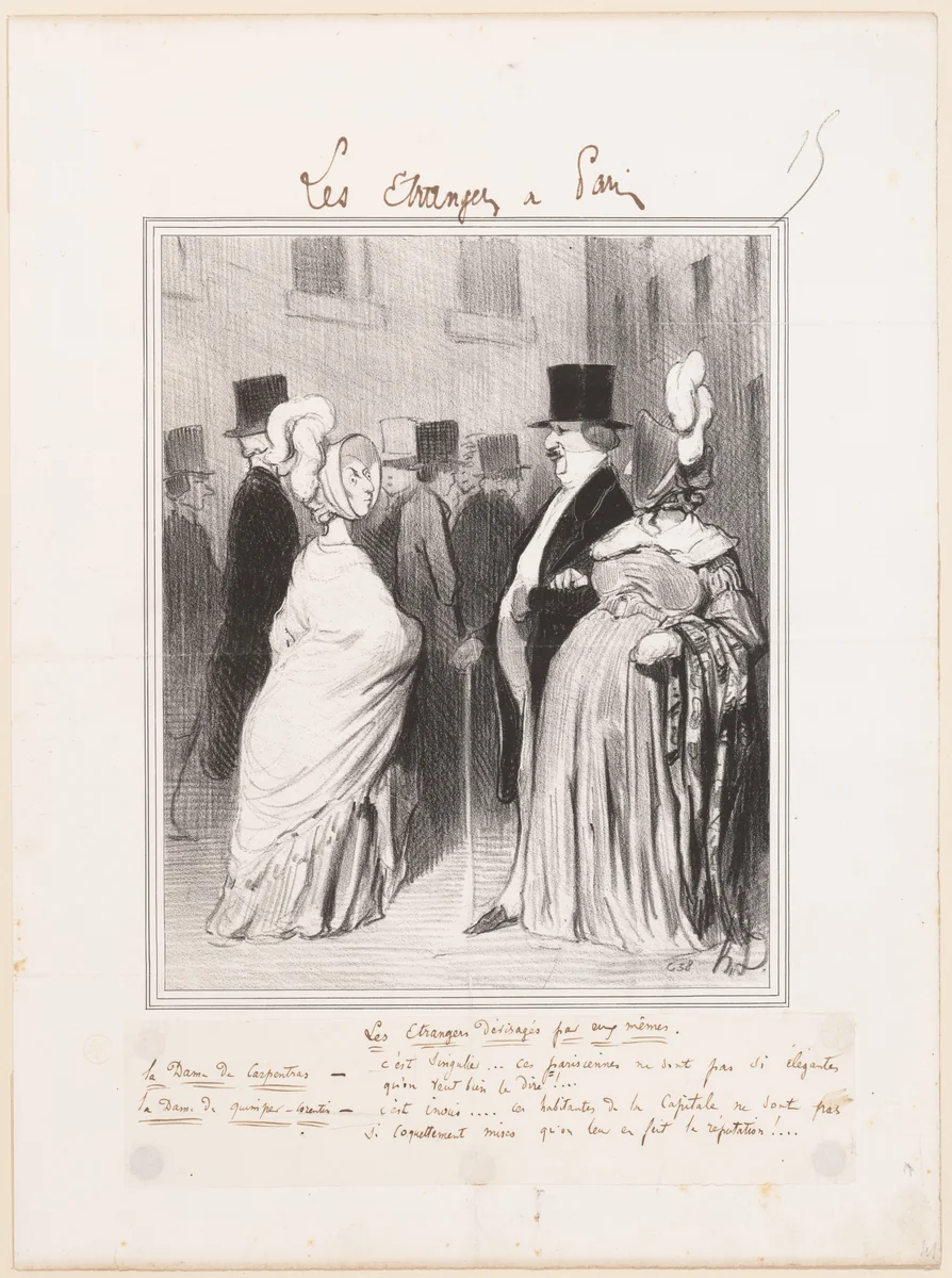 Les Etrangers dévisagés par eux mêmes, from "Les Étrangers à Paris" by Honoré Daumier, print, 1844