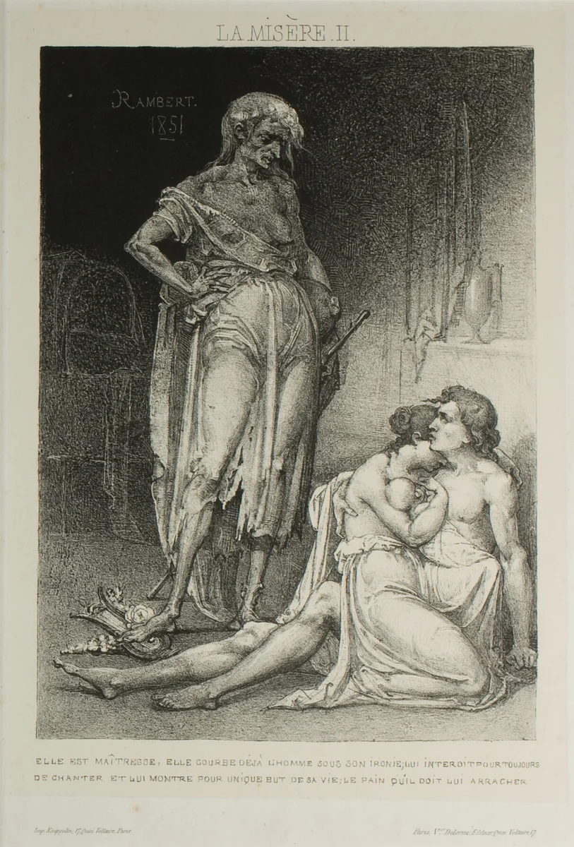 Plate Two from Misery by Charles Rambert, print, 1851