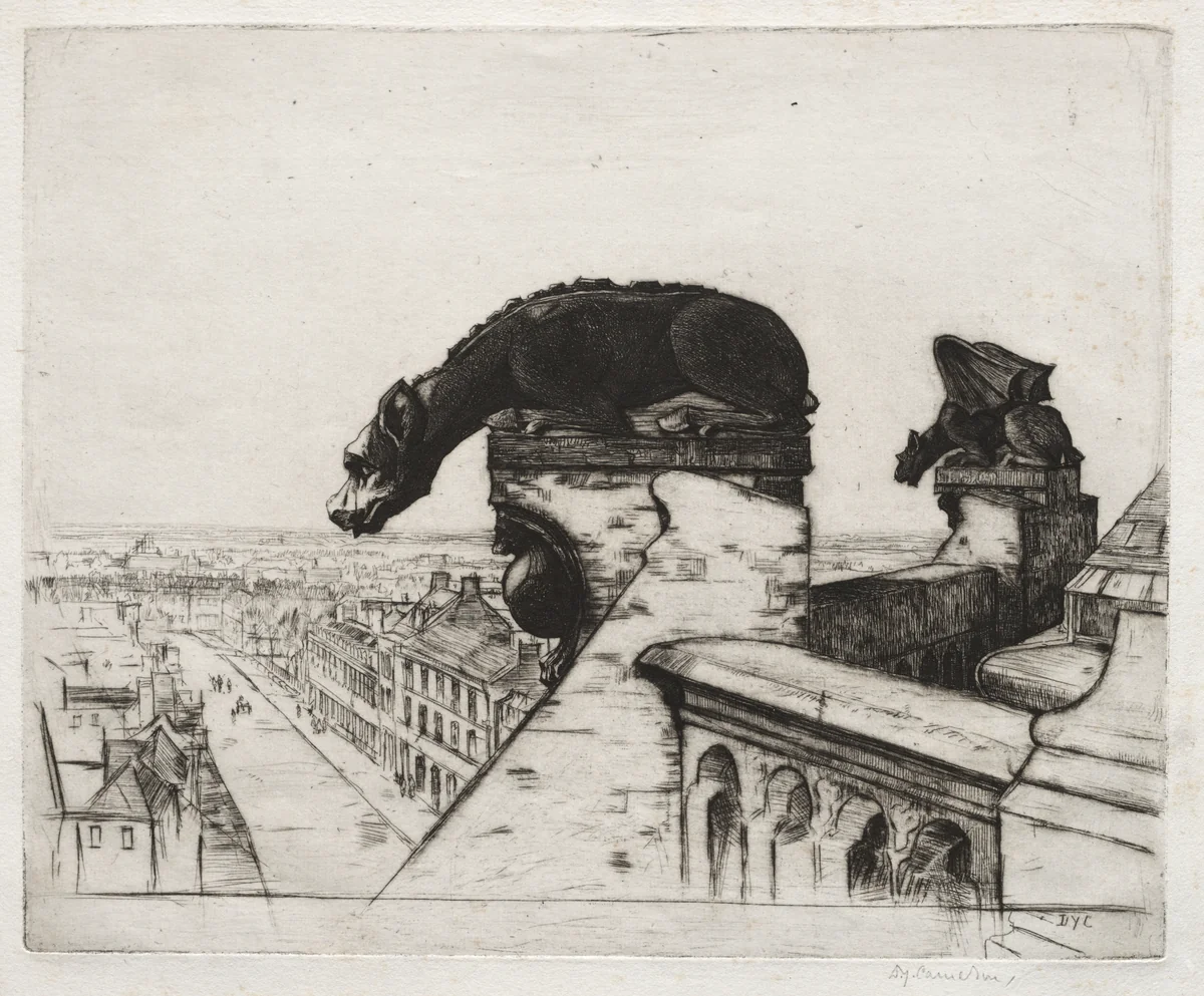 The Wingless Chimera by David Young Cameron, print, 1911