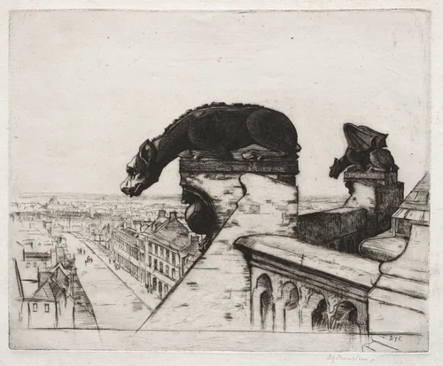 The Wingless Chimera by David Young Cameron, print, 1911