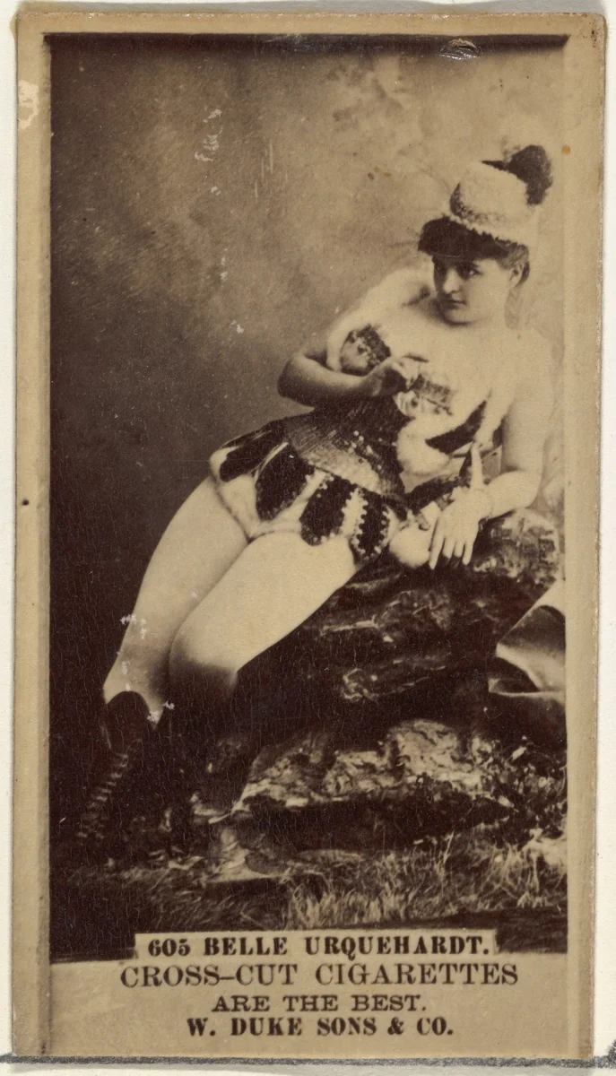 Card Number 605, Belle Urquehardt, from the Actors and Actresses series (N145-3) issued by Duke Sons & Co. to promote Cross Cut Cigarettes by W. Duke, Sons & Co., photograph, 1880-1889