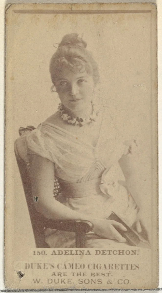 Card Number 150, Adelina Detchon, from the Actors and Actresses series (N145-5) issued by Duke Sons & Co. to promote Cameo Cigarettes by W. Duke, Sons & Co., photograph, 1880-1889