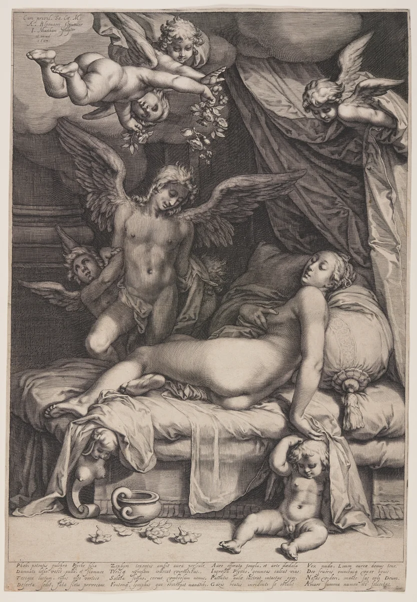 Cupid and Psyche by Jacob Matham, print, 1607
