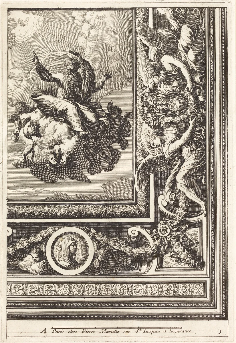 Quarts de plafons by Jean Lepautre, print, 1618-1682